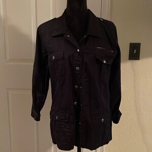 Lightweight, black button-down jacket